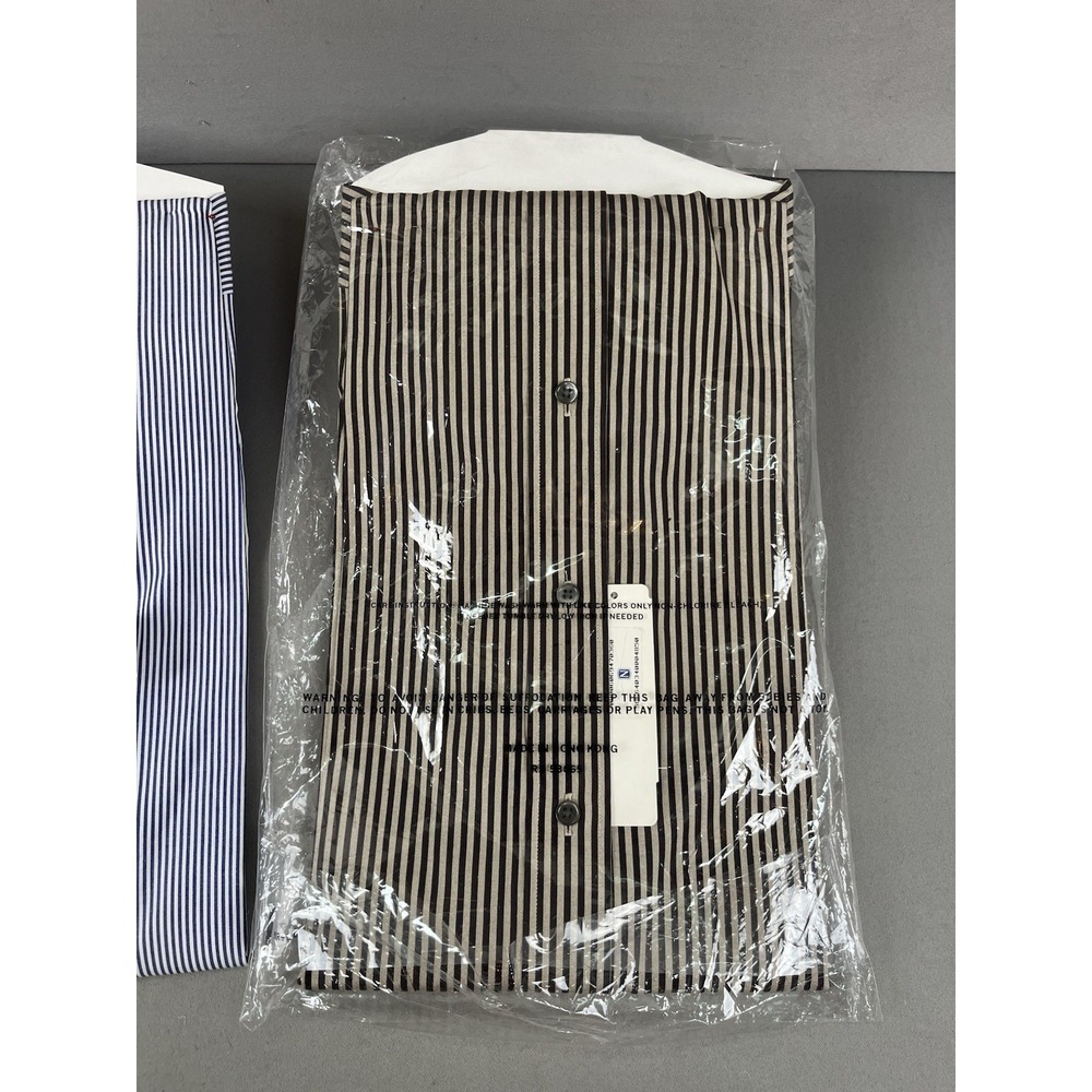 Nordstrom Dress Shirt Men's 15.5-33" Striped Button Down Collar Pocket -Lot of 2 - Picture 9 of 10